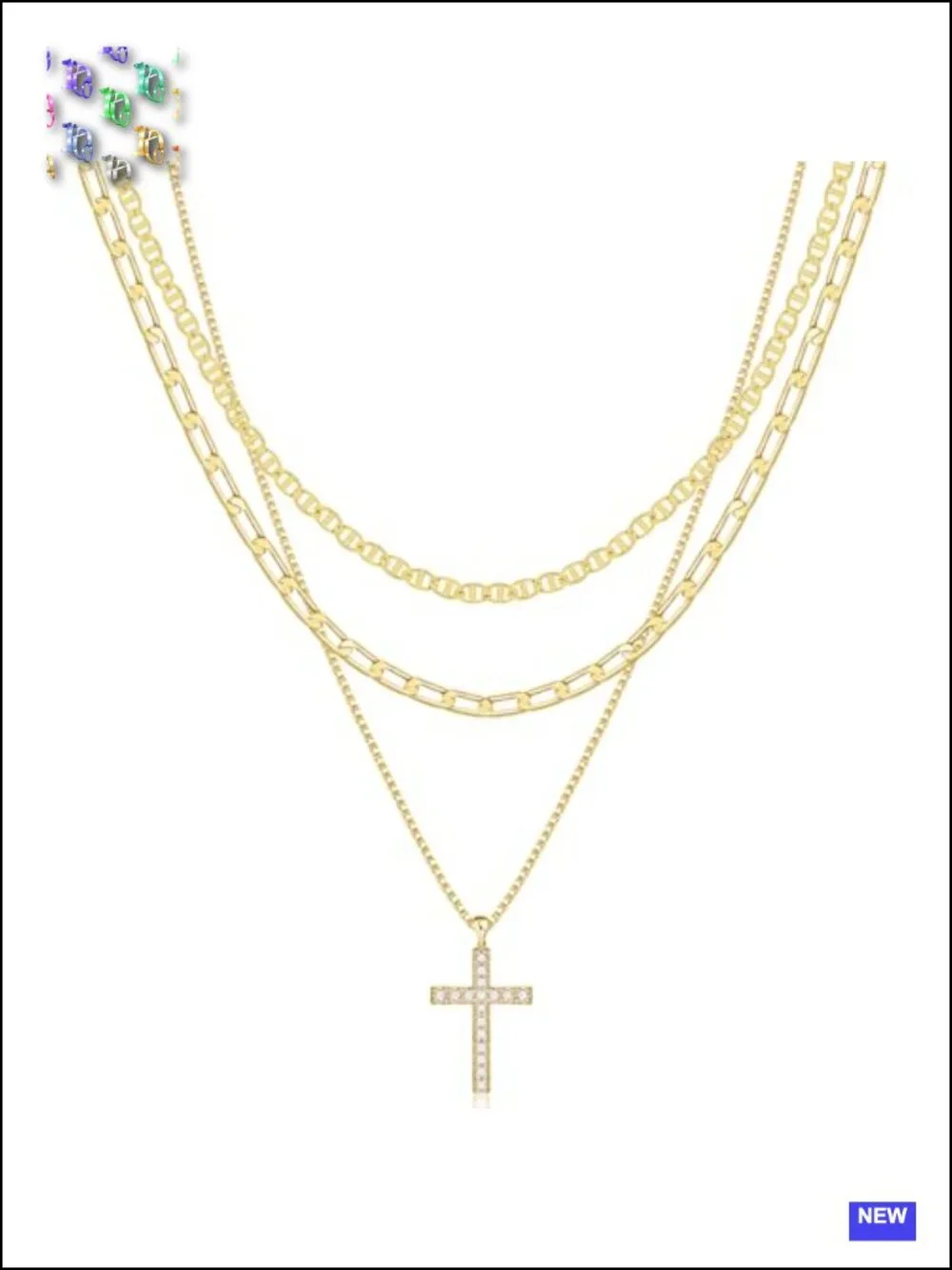 Stacking Layering Necklace Set 14K Gold Plated CZ Pendant Necklace